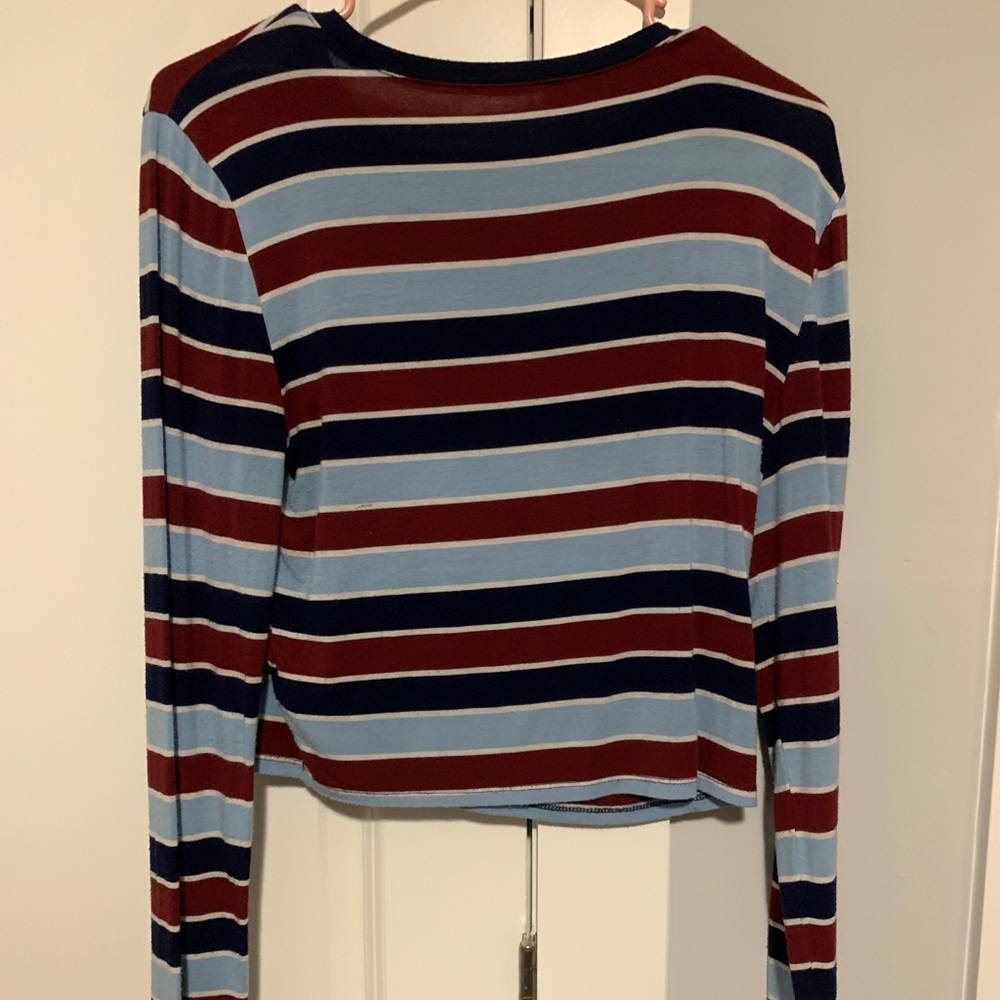 Maroon And Blue Striped Shirt